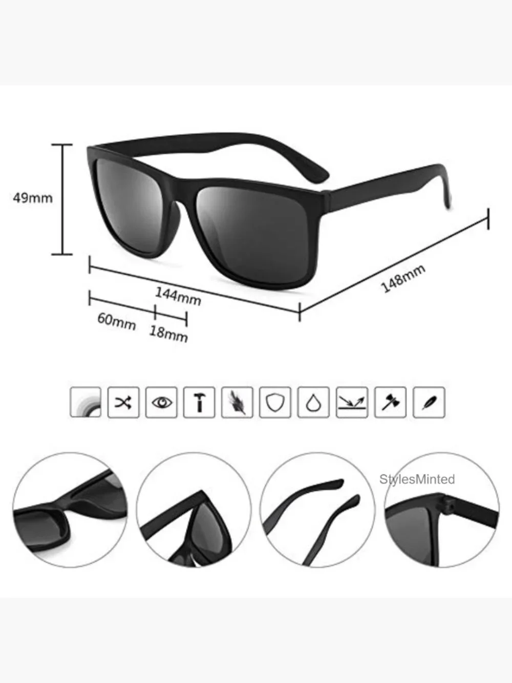 TR90 Unbreakable Polarized Sunglasses Lightweight UV400 Driving
